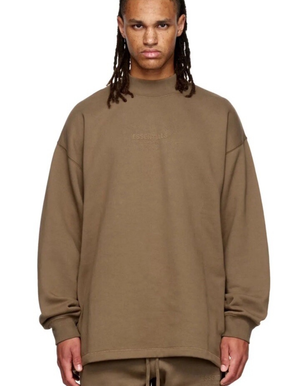 ESSENTIALS Oversized & Relax  Brown Logo Crewneck Sweatshirt